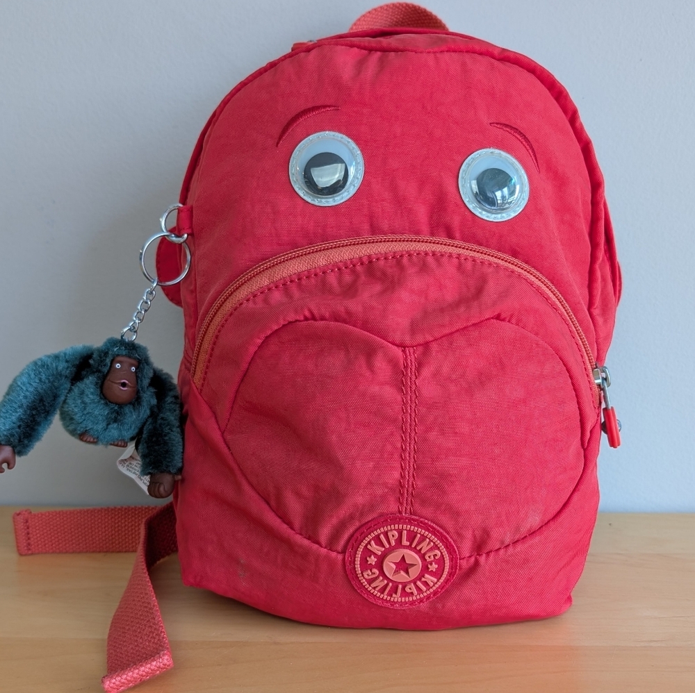 Kipling | Faster 7L Backpack, Red Googly Eye Monkey Bag